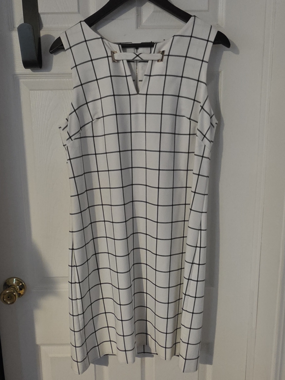 TOMMY HILFIGER White Windowpane Shift Dress SZ 12